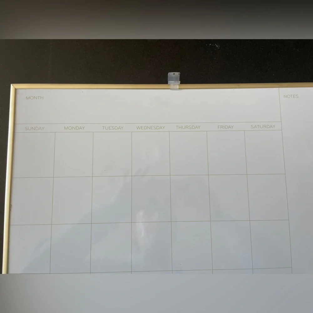 Magnetic Dry Erase Monthly Calendar Board - Gold Frame